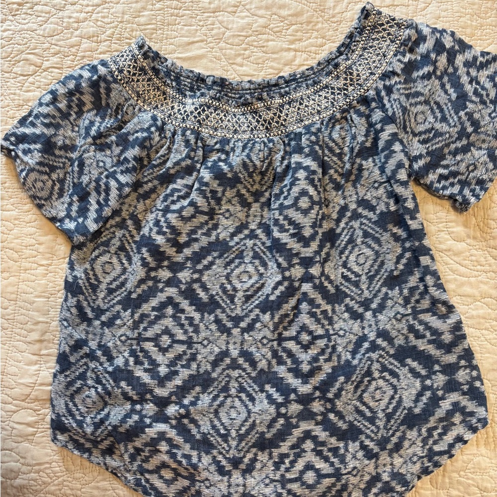 Blue Patterned Women's Top